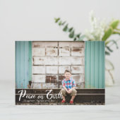 Vrede op Aarde Typografie Foto Christmas Kaart (Staand voorkant)