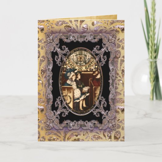 Vrede op aarde Victoriaans Feestdagen Kaart (Voorkant)