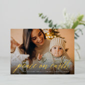 Vrede op aarde Volledige foto Folie Feestdagenkaart (Staand Voorkant)