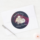 Vrede op Aarde Vrolijk Kerstfeest Engel Herder Ronde Sticker (Envelop)