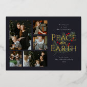 Vrede op Aarde Waterverf Greenery Gold Folie Feestdagenkaart (Voorkant)
