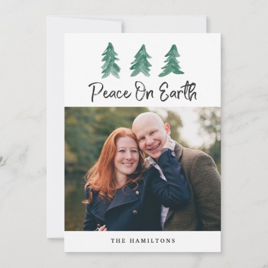 Vrede op Aarde Waterverf | Vakantieknopkaart Feestdagenkaart (Voorkant)