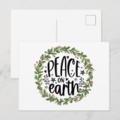 Vrede op Aarde Waterverf Wreath Feestdagenkaart (Voorkant / Achterkant)