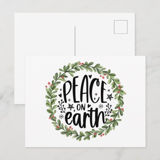 Vrede op Aarde Waterverf Wreath Feestdagenkaart (Voorkant / Achterkant)