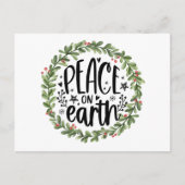 Vrede op Aarde Waterverf Wreath Feestdagenkaart (Voorkant)