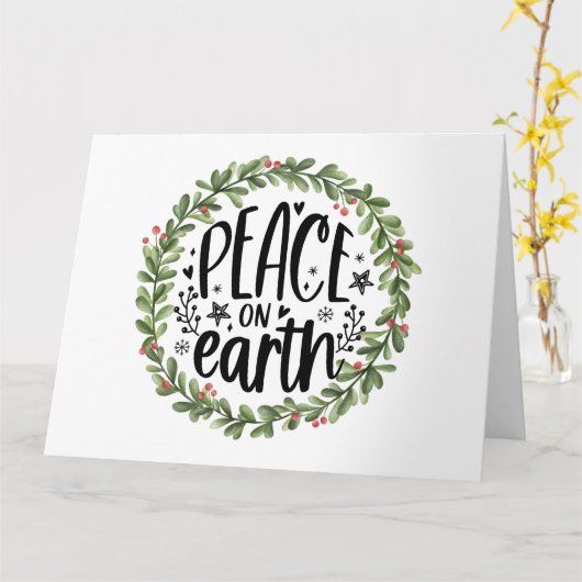 Vrede op Aarde Waterverf Wreath Kaart (Gele Bloem)