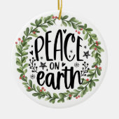 Vrede op Aarde Waterverf Wreath Keramisch Ornament (Voorkant)