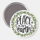 Vrede op Aarde Waterverf Wreath Magneet (Voorkant / Achterkant)