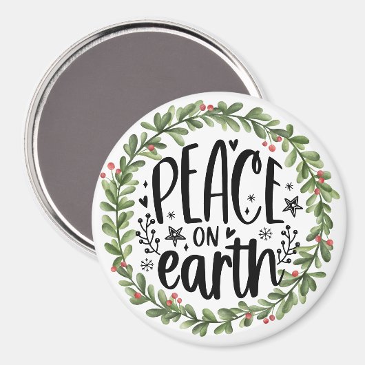 Vrede op Aarde Waterverf Wreath Magneet (Voorkant / Achterkant)