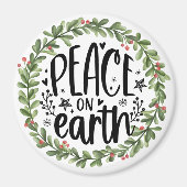 Vrede op Aarde Waterverf Wreath Magneet (Voorkant)