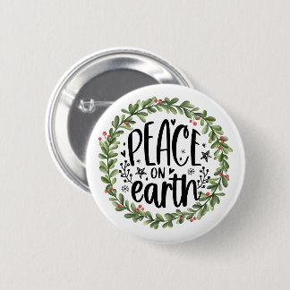 Vrede op Aarde Waterverf Wreath Ronde Button 5,7 Cm