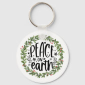 Vrede op Aarde Waterverf Wreath Sleutelhanger (Voorkant)