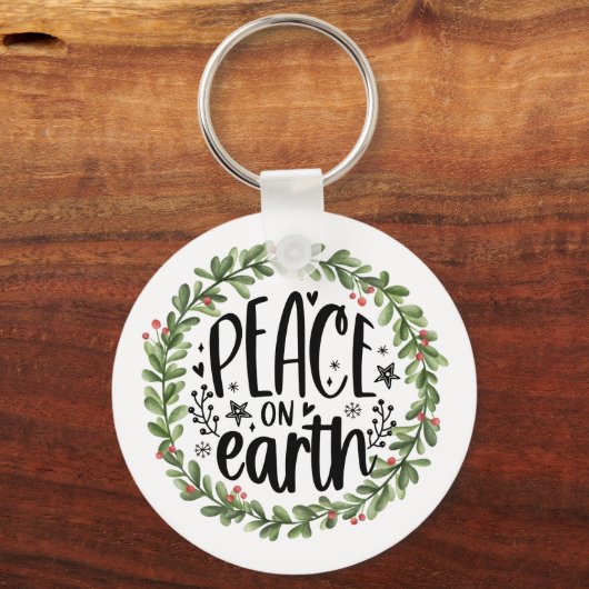 Vrede op Aarde Waterverf Wreath Sleutelhanger (Voorkant)