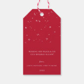 Vrede op Aarde Wereldbol Ornament Red Holiday Cadeaulabel (Achterkant)