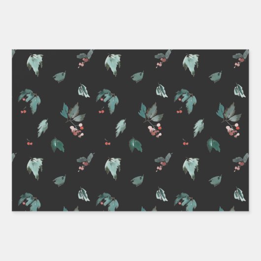 Vrede op Aarde Winter Botanische Berry Patronen Inpakpapier Vel (Voorkant 2)