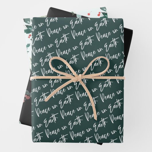 Vrede op Aarde Winter Botanische Berry Patronen Inpakpapier Vel (In situ)
