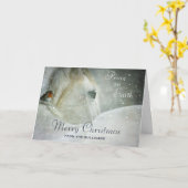 Vrede op aarde, wit paard in de winter kaart (Gele Bloem)