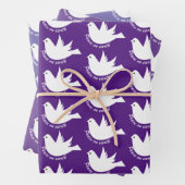 Vrede op aarde witte dove paarse kerst inpakpapier vel (In situ)