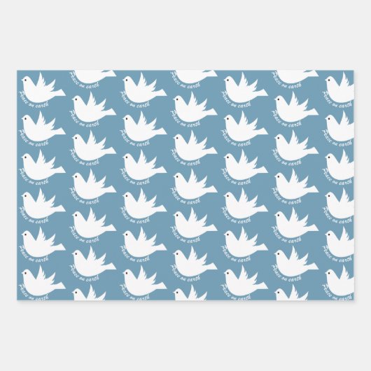 Vrede op aarde witte duif blauw Kerstmis Inpakpapier Vel (Voorkant 3)