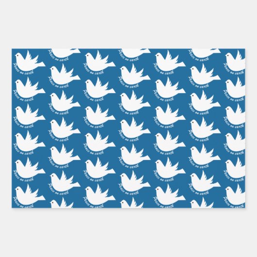 Vrede op aarde witte duif blauw Kerstmis Inpakpapier Vel (Voorkant 2)