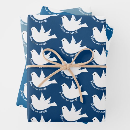 Vrede op aarde witte duif blauw Kerstmis Inpakpapier Vel (In situ)