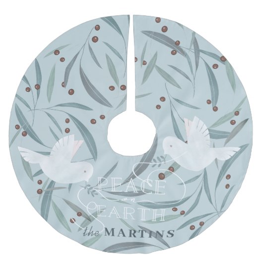 Vrede op Aarde Witte Duif Licht Blauw Kerstboom Rok (Voorkant)