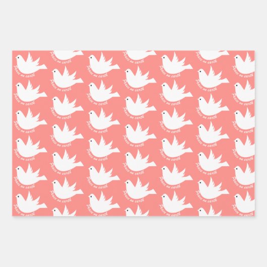 Vrede op aarde witte duif met rode kerst inpakpapier vel (Voorkant 3)