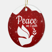Vrede op aarde witte duif religieuze feestdag 🕊🎄 keramisch ornament (Links)