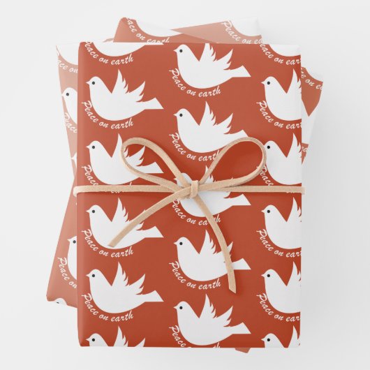 Vrede op aarde witte duif terracotta Kerstmis Inpakpapier Vel (In situ)