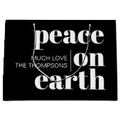 Vrede op Aarde Zwart Modern Kerstmis Groot Cadeauzakje (Voorkant)