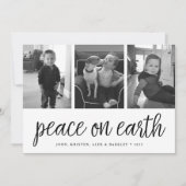 Vrede op aarde | Zwarte & Witte feestdag 3 Foto Feestdagenkaart (Voorkant)
