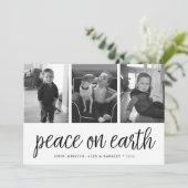 Vrede op aarde | Zwarte & Witte feestdag 3 Foto Feestdagenkaart (Staand voorkant)