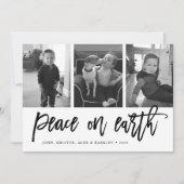 Vrede op aarde | Zwarte & Witte feestdag 3 Foto Feestdagenkaart (Voorkant)