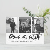 Vrede op aarde | Zwarte & Witte feestdag 3 Foto Feestdagenkaart (Staand voorkant)