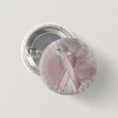 Vrede op Angelic Wings Pink RibbonButton-Cust. Ronde Button 3,2 Cm (Voorkant /achterkant)