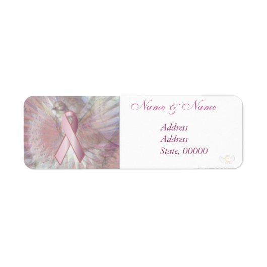 Vrede op Angelic Wings Roze Lint Adreslabel Etiket (Voorkant)