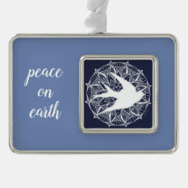 Vrede op de Duif Mandala van de Aarde Verzilverd Omlijst Ornament