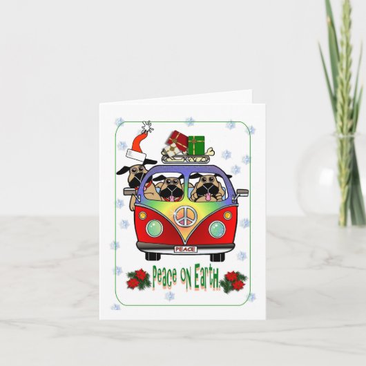 Vrede op Pug van de Aarde Kerstkaart Feestdagen Kaart (Voorkant)