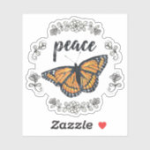 Vrede Oranje vlinder en ventilatorvleugel Sticker (Vel)