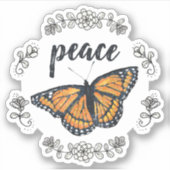 Vrede Oranje vlinder en ventilatorvleugel Sticker (Voorkant)