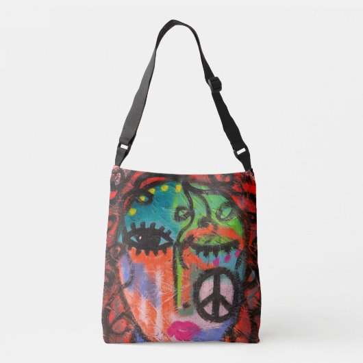 Vrede Originele Abstracte kunst Crossbody Tas (Achterkant)