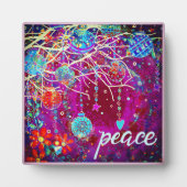 Vrede  Ornamenten Kerst Paarse Fotoplaat (Voorkant)