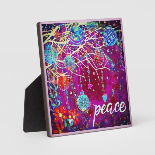 Vrede  Ornamenten Kerst Paarse Fotoplaat (Voorkant)