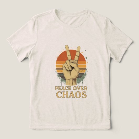 Vrede over chaos – Retro Sunset Statement T-shirt (Design voorkant)