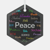 Vrede over de hele wereld in zwart glas ornament (Voorkant)