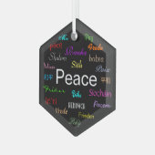 Vrede over de hele wereld in zwart glas ornament (Voorkant links)