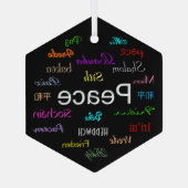 Vrede over de hele wereld in zwart glas ornament (Achterkant)