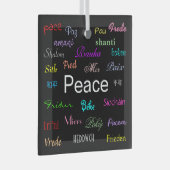 Vrede over de hele wereld in zwart glas ornament (Voorkant Rechts)