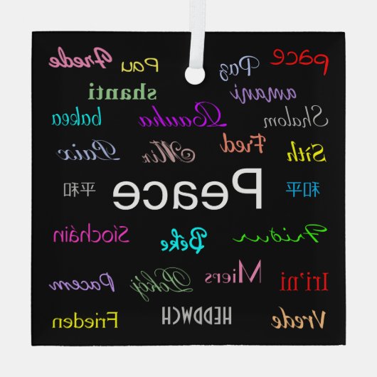 Vrede over de hele wereld in zwart glas ornament (Achterkant)