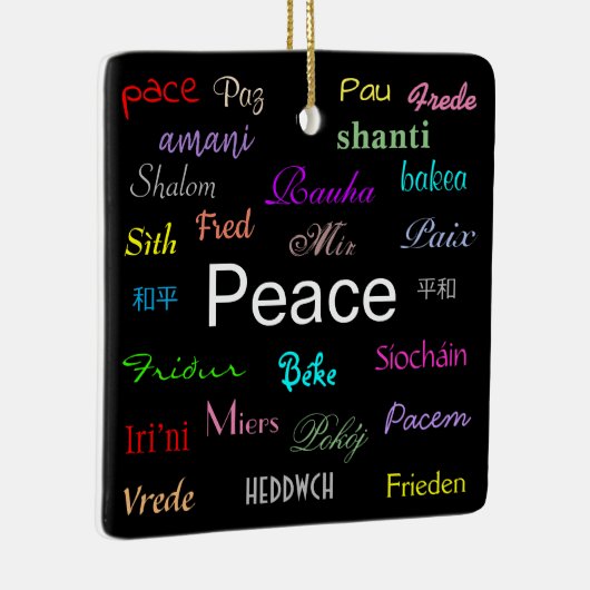 Vrede over de hele wereld in zwart keramisch ornament (Rechts)